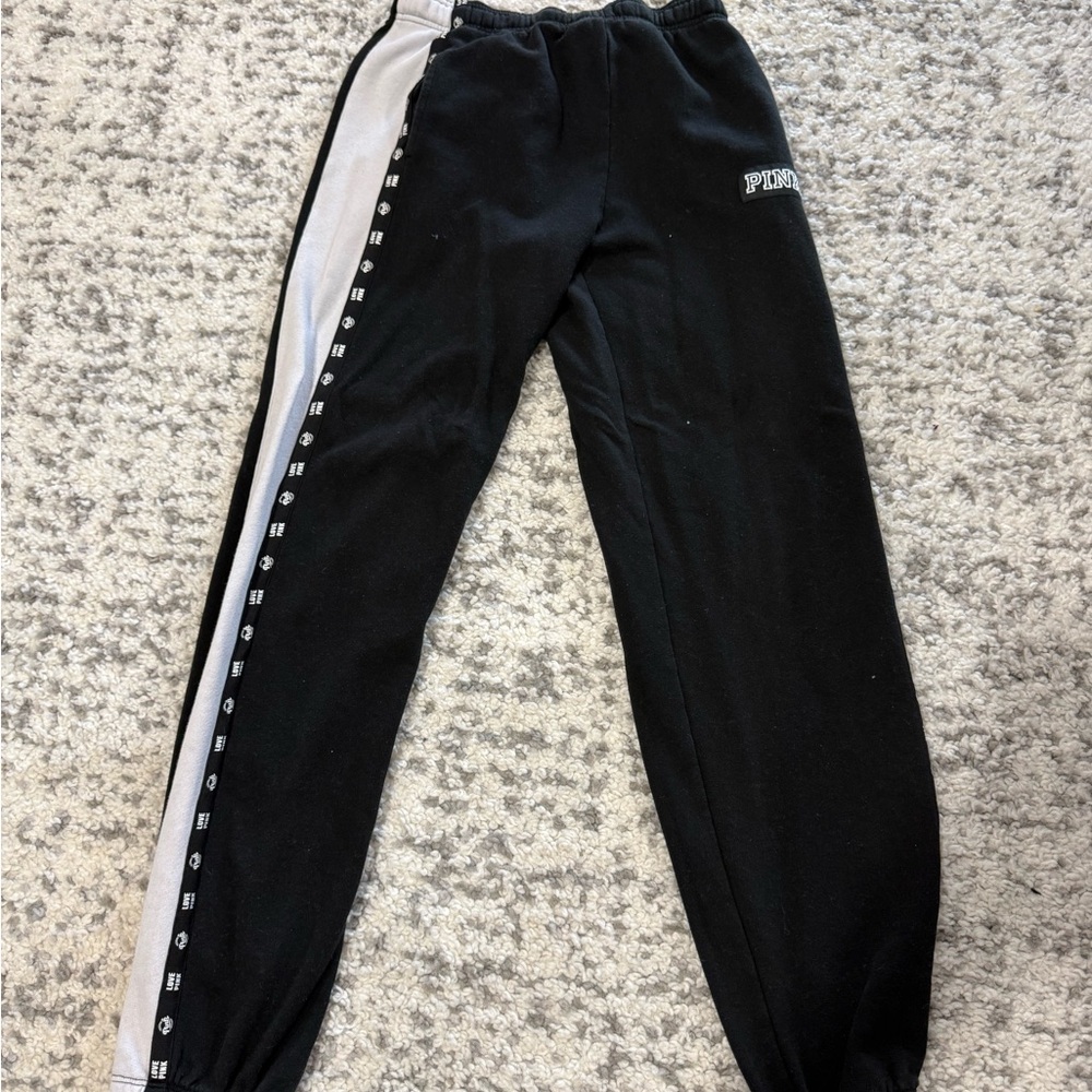 Sweatpants Pink by Victoria Secret with Logo- Black and White- Size XS - Picture 3 of 4